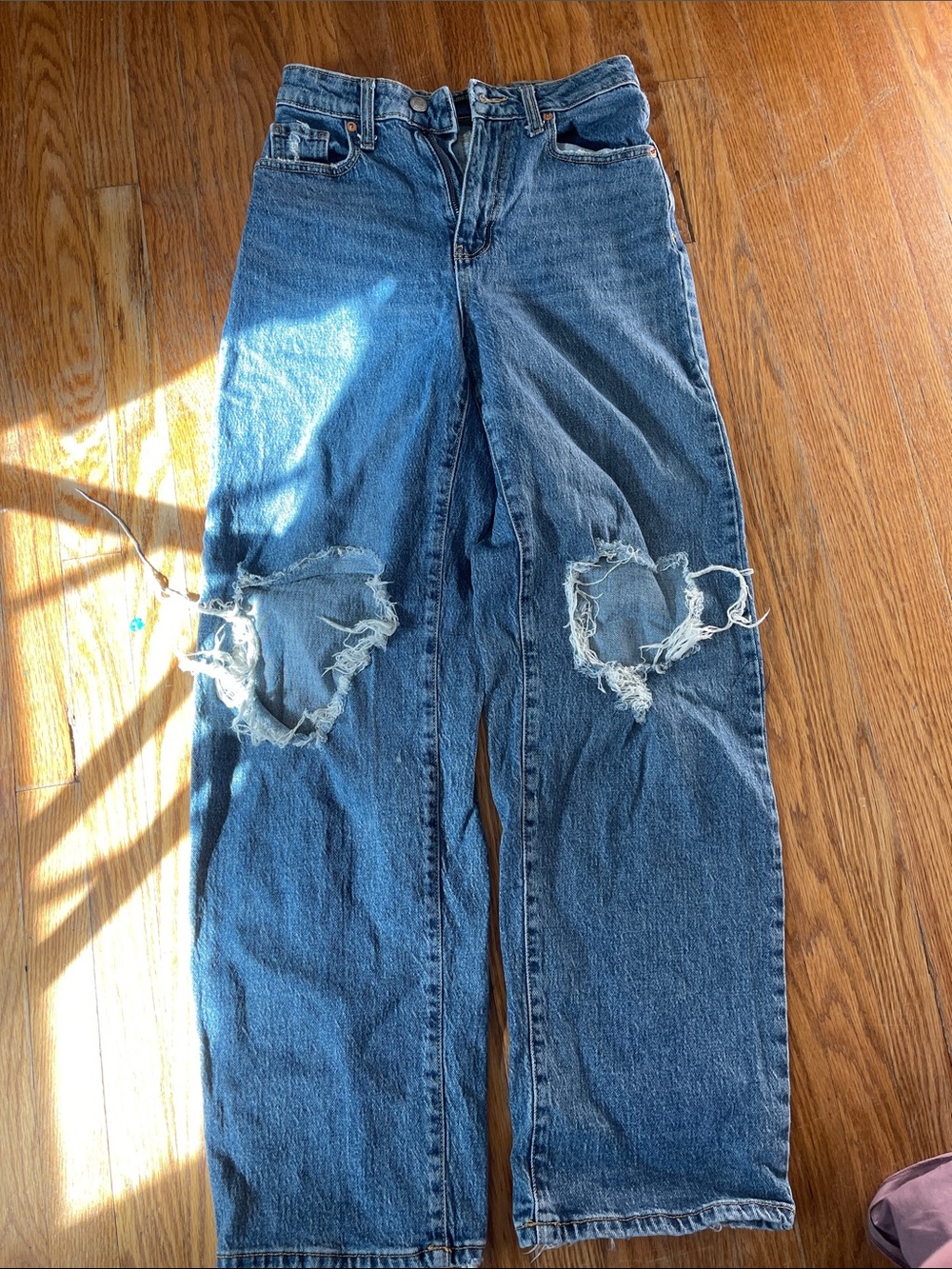 wild fable women Blue Distressed Relaxed Jeans